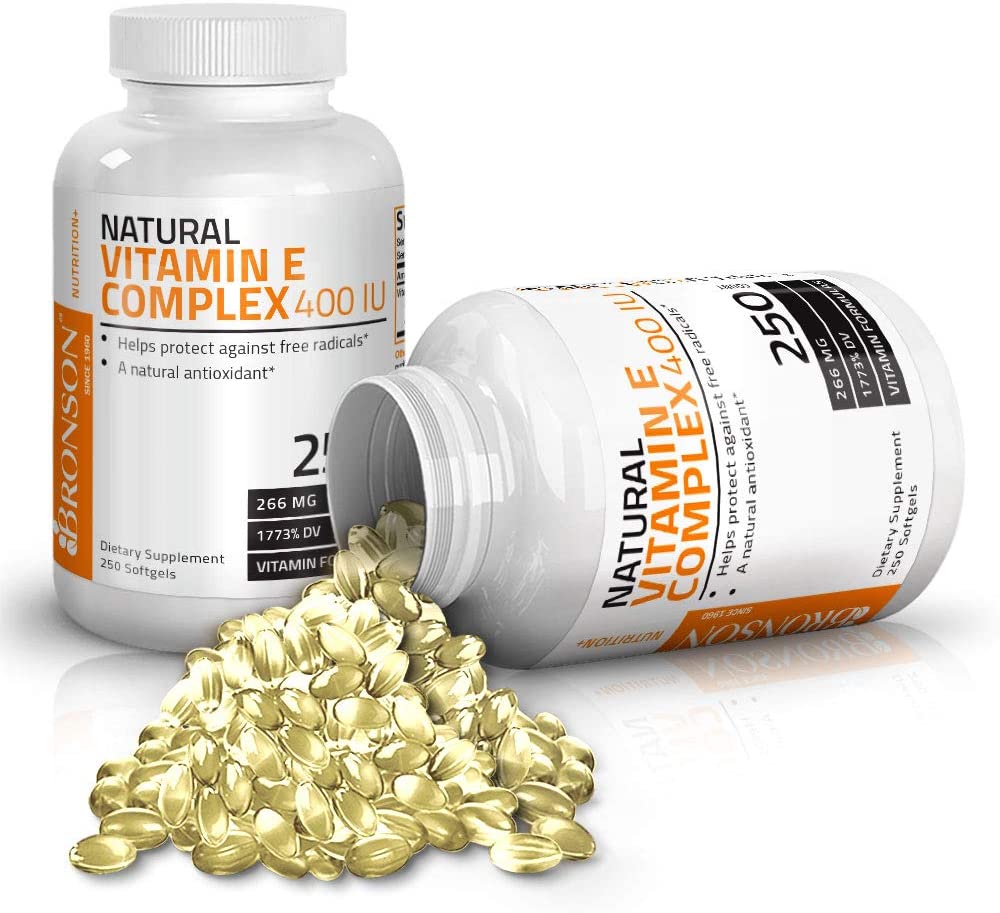 Bronson Natural Vitamin E Complex Supplement 400 I.U. (80% D-Alpha Tocopherol), Natural Antioxidant, 250 Softgels برونسون فيتامين ه المركب الطبيعى 400 وحدة دولية ، مضاد للأكسدة ، 250 سوفت جيل - Image 3