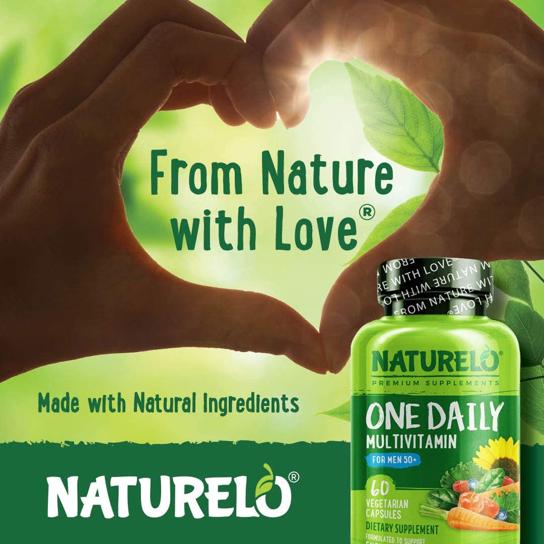 NATURELO One Daily Multivitamin for Men 50+ with Whole Food Vitamins -Boost Energy -60 Capsules <br/> ناتشريلو ، وان ديلى فيتامينات متعددة للرجال فوق 50 عام ، مكمل غذائى كامل لزيادة إنتاج الطاقة و لتحسين الصحة العامة ، 60 كبسولة نباتية - Image 6