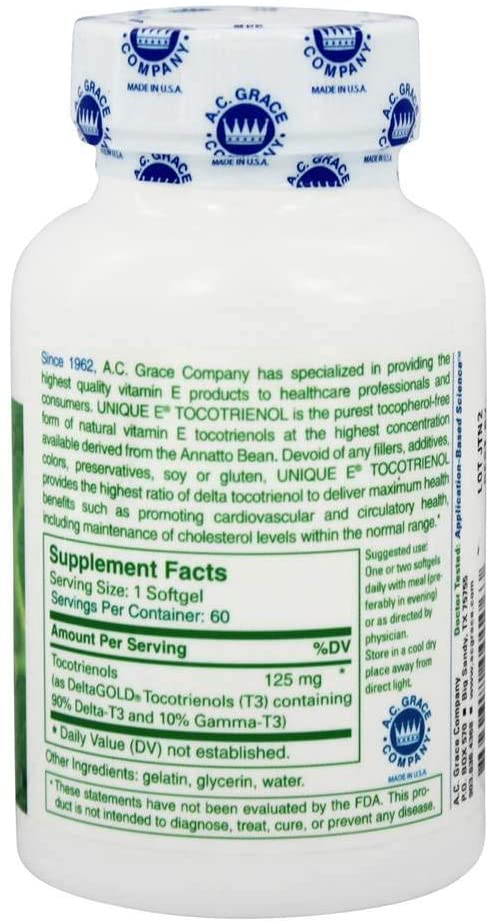UNIQUE E Tocotrienols- Tocopherol Free 60 softgel توكوترينولز الفريد من نوعه - خالٍ من التوكوفيرول - Image 4