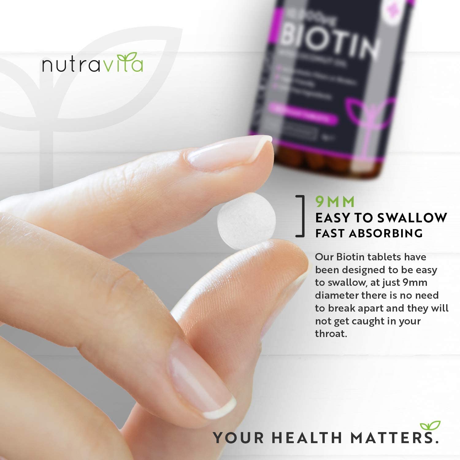 Nutravita High Strength Biotin Tablets with Coconut Oil | 30 Tabs - Image 4