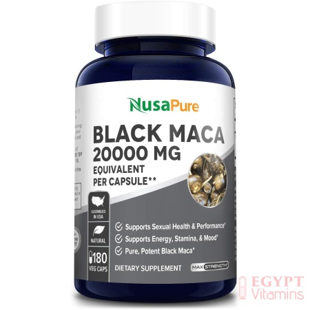Nusapure Black Maca Root 20000mg,180 Capsules ماكا سوداء من بيرو تركيز 20000 مجم، 180 كبسولة