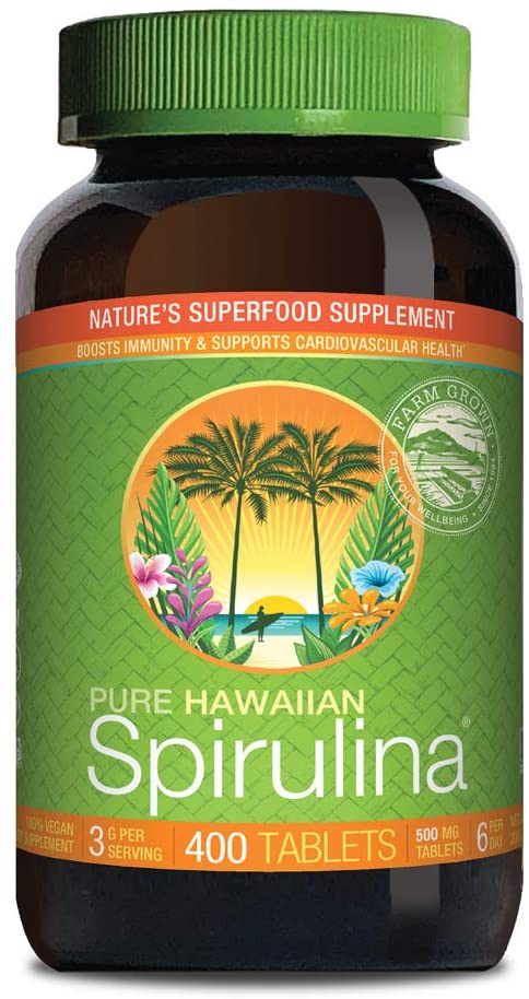 Nutrex Pure Hawaiian Spirulina , 500 mg Superfood - Immune Support, Detox & Energy , 400 Tablets اسبريولينا النقية 500 مجم، غذاء خارق لصحة الإنسان وغنية بالمغذيات و الأحماض الأمينية والفيتامينات والعناصر المعدنية، زيادة إنتاج الطاقة، ولصحة الجهاز المناعى، 400قرص