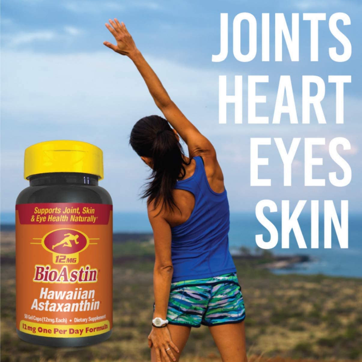 Nutrex BioAstin Hawaiian Astaxanthin 50 Caps 12 MG 50 Count - Hawaiian Grown Premium Antioxidant - One per day - Sports Nutrition & Immunity Supplement - Supports Eye, Joint & Cardiovascular Health بيواستين استازانتين 12 مجم لدعم صحة الجهاز المناعى والعين والمفاصل والقلب ، 50 سوفت جيل نباتى - Image 5