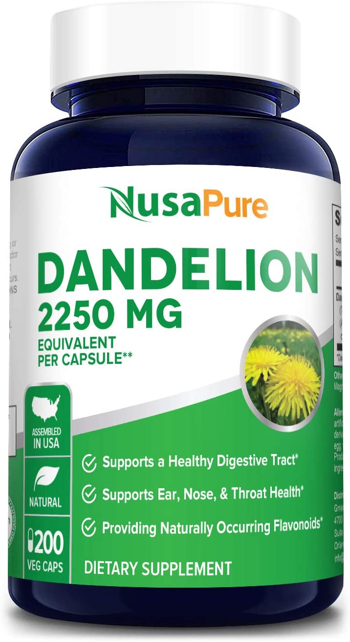 Nusapure Dandelion Extract 2250mg, 200 Capsules مستخلص الهندباء 2250 مجم للجرعة ، 200 كبسولة