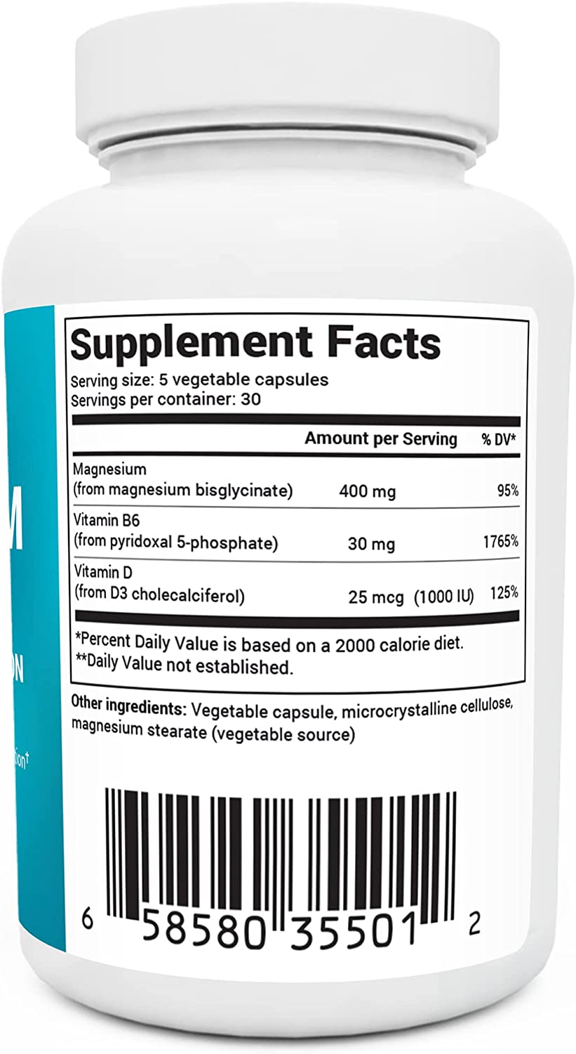 Dr. Berg's Magnesium Plus Magnesium Glycinate Supplement for Stress, Calm, Relaxation & Sleep Support - Muscle, Cardiovascular Bone Health & Cramp Defense w/ Vitamin D & B6 -150 Vegetarian Capsules - Image 6