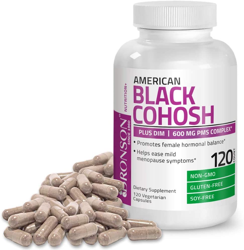 Bronson American Black Cohosh Plus DIM - 600 mg PMS | 120 Vegetarian Capsules
