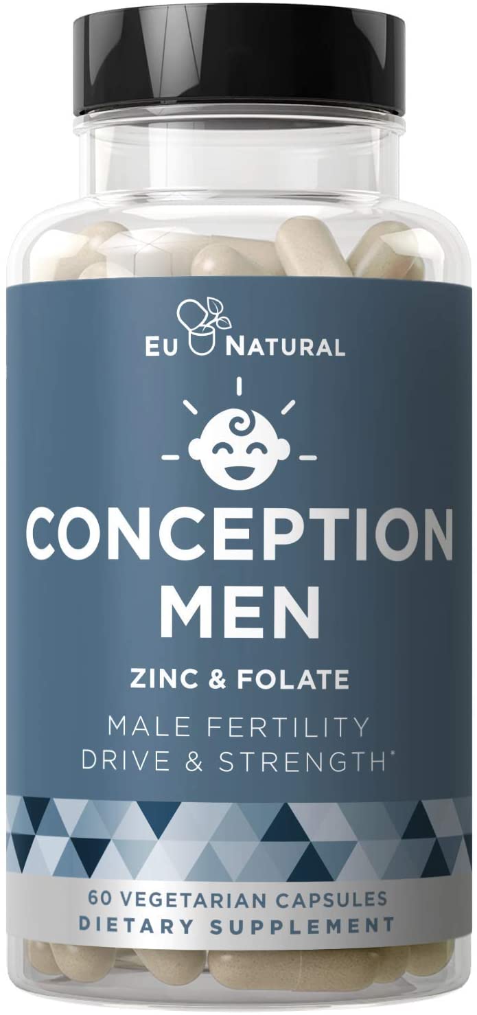Eu Natural Conception Men Fertility Vitamins – Male Optimal Count, Motility Strength, Healthy Volume Production – Zinc, Folate, Ashwagandha Pills – 60 Vegetarian Soft Capsules فيتامينات الخصوبة للرجال ، مع الزنك وحمض الفوليك والأشواجندا ، لزيادة الخصوبة ، و تحسين الصحة الإنجابية ، 60 كبسولة نباتية