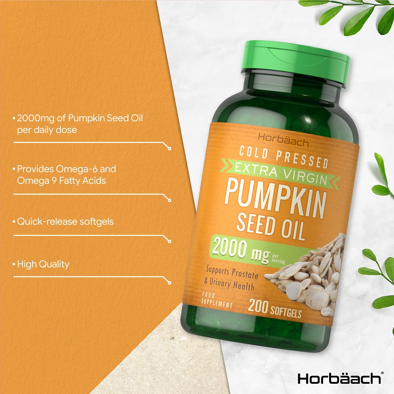 Pumpkin Seed Oil 2000mg | 200 Softgel Capsules | Cold Pressed | Supports Prostate & Urinary Health | Natural Source of Essential Fatty Acids | Non-GMO, Gluten Free | No Artificial Preservatives - Image 8