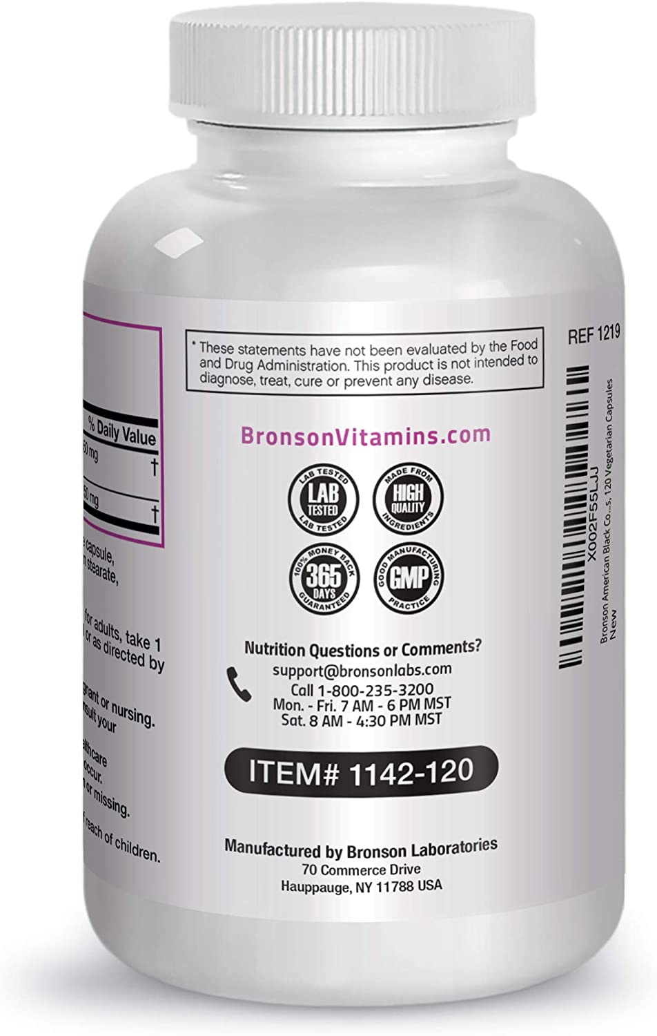 Bronson American Black Cohosh Plus DIM - 600 mg PMS | 120 Vegetarian Capsules - Image 4
