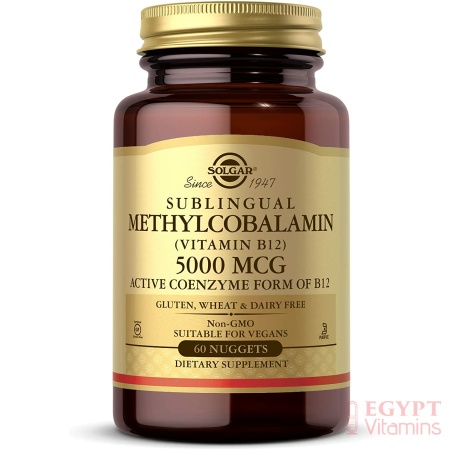 Solgar Methylcobalamin (Vitamin B12) 5000 mcg, Supports Energy Metabolism, Active Form of B12 -60 Nuggets سولجار فيتامين ب12، 5000 ميكروجرام لدعم إنتاج الطاقة من التمثيل الغذائى، 60 جرعة