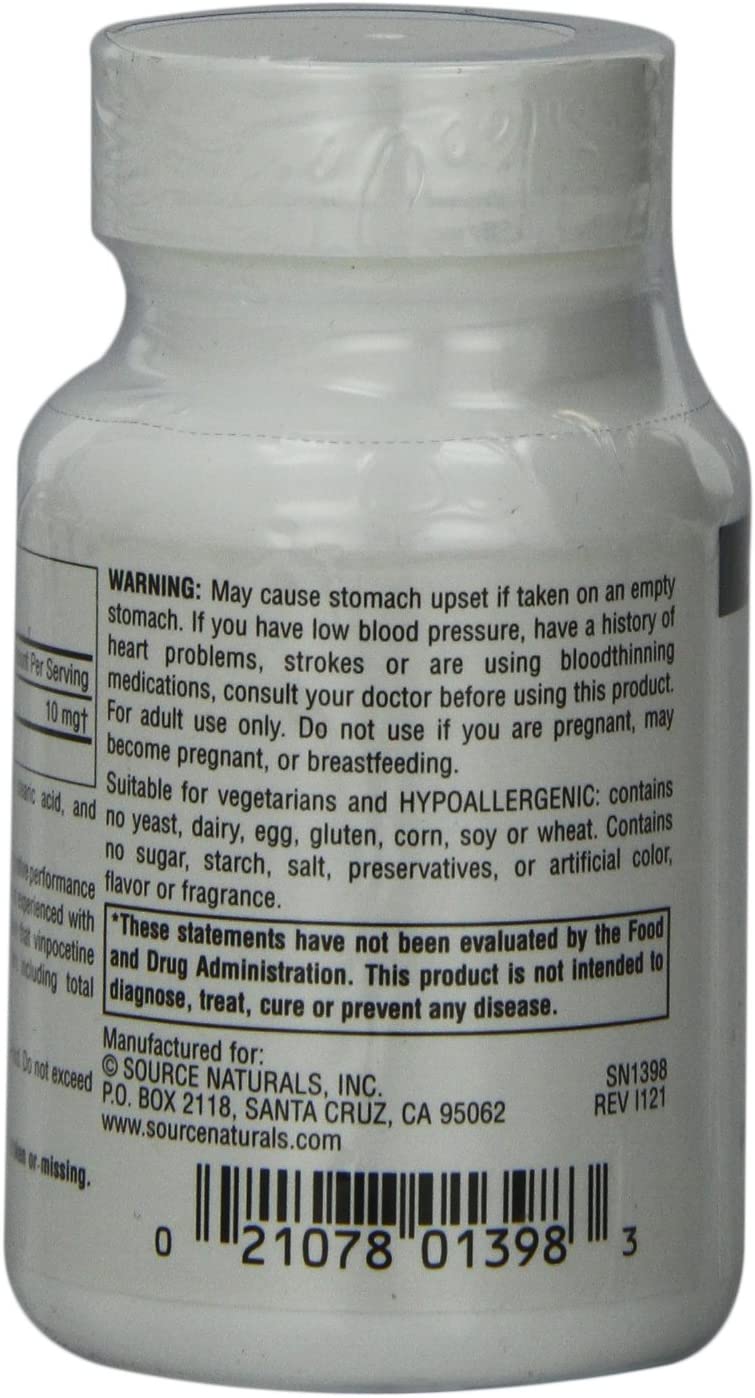 Source Naturals Vinpocetine 10mg - 60 Tablets - Image 10