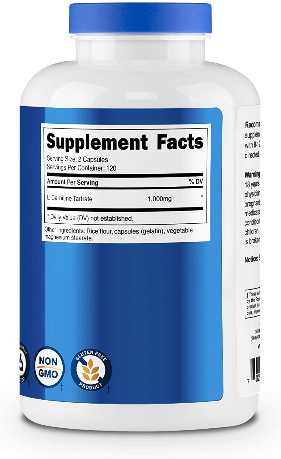 Nutricost L-Carnitine Tartrate 1000mg – 240 Capsules - Image 5