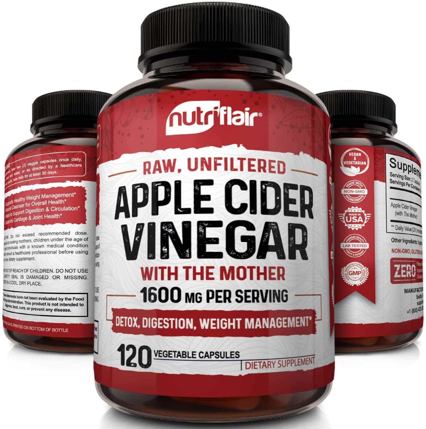 Apple Cider Vinegar Capsules with The Mother - 120 Vegan ACV Pills - Best Supplement for Healthy Weight Loss, Diet, Keto, Digestion, Detox, Immune - Powerful Cleanser & Appetite Suppressant Non-GMO - Image 7