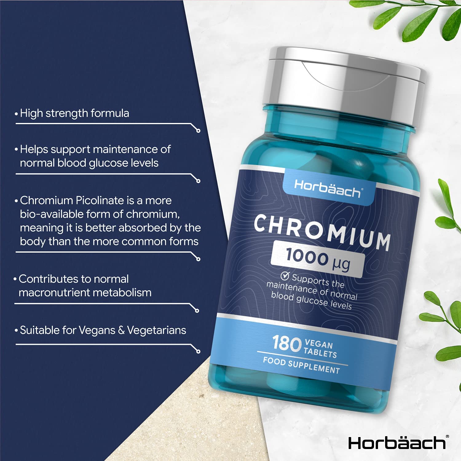 Chromium Picolinate 1,000mcg | 180 Vegan Tablets | Maintenance of Normal Blood Sugar Levels & Macronutrient Metabolism | 6 - Months Supply | No Artificial Preservatives - Image 7