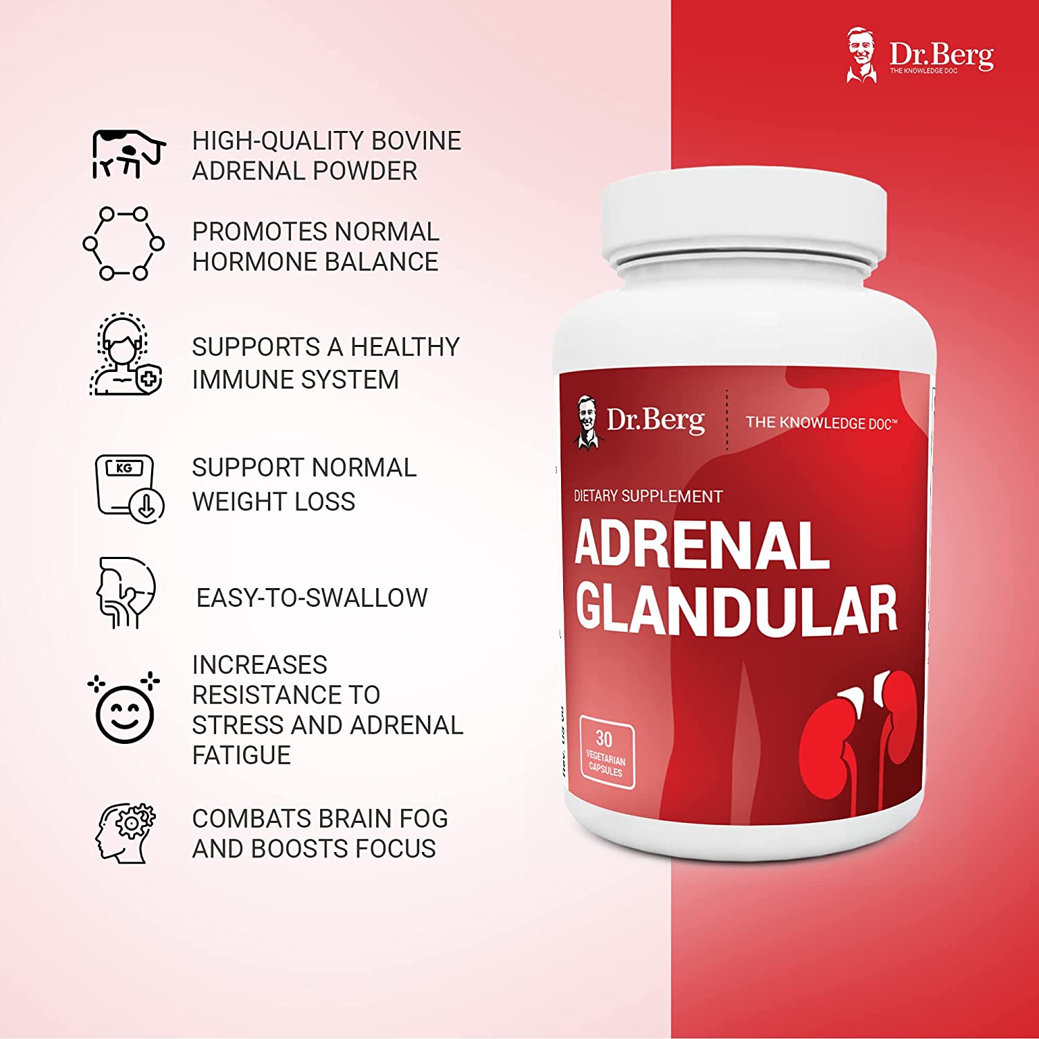 Dr. Berg Adrenal Glandular | Premium Grass-Fed Adrenal Support | 60 Capsules - Image 3