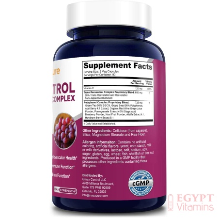 ingredients of Nusapure Resveratrol & Polyphenol Complex