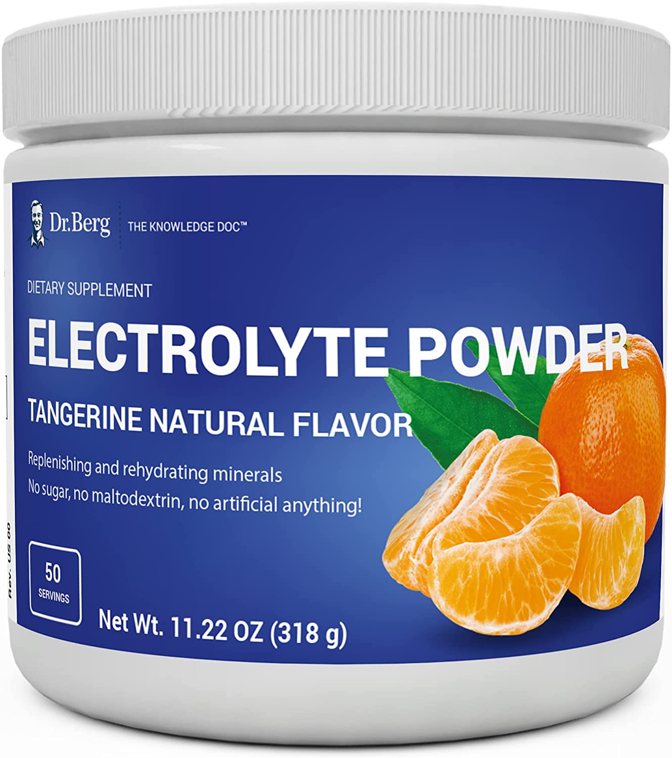 Dr. Berg's Electrolyte Powder, High Energy, Replenish & Rejuvenate Your Cells, 50 Servings دكتور بيرج، مسحوق الألكتروليت الأصلى، الغنى بالعناصر المعدنية لزيادة إنتاج الطاقة و حفظ توازن العناصر فى الخلايا ،بطعم اليوسفى الطبيعى العضوى الرائع، 50جرعة