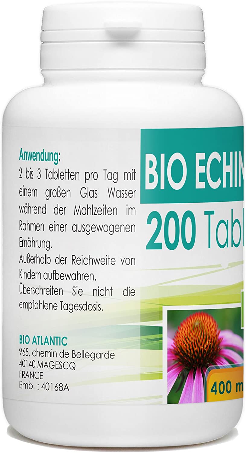 Bio Atlantic Organic Echinacea Rudbeckia 400g – 200 Tablets الاشنسيا العضوية 400 مجم ، 200 حباية - Image 2