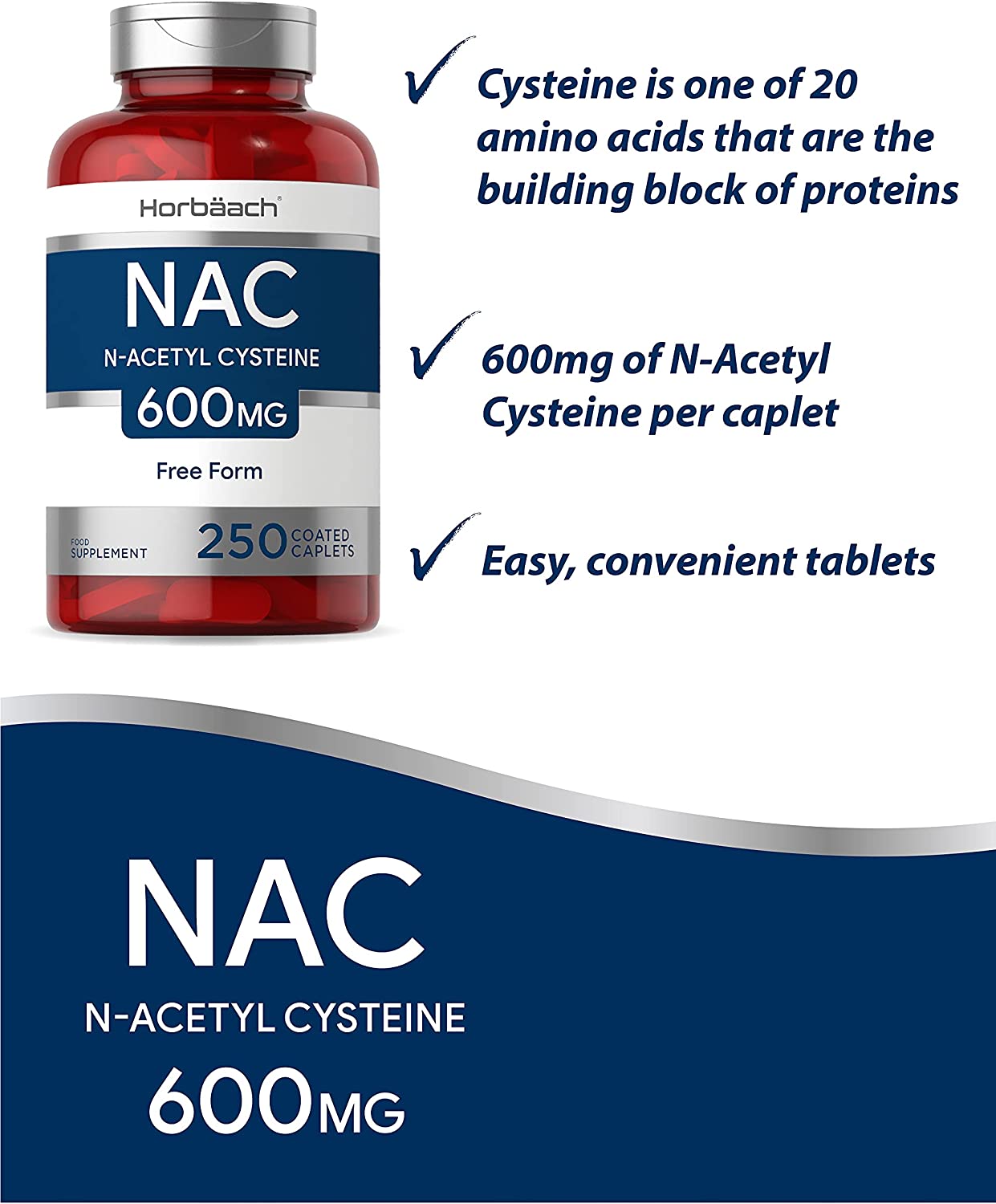 NAC N-Acetyl-Cysteine 600mg | 250 Tablets | 8+ Months Supply | Free Form Formula, Gluten Free Supplement - Image 7