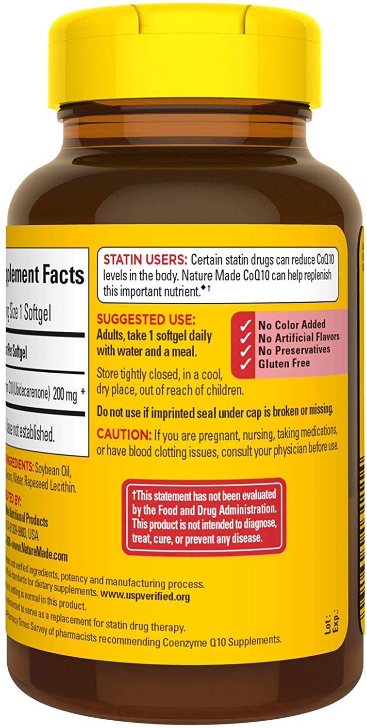Nature Made CoQ10 200 mg, Dietary Supplement for Heart Health and Cellular Energy Production, 105 Softgels, 105 Day Supply كيو 10، 200 مجم ، لصحة القلب و الأوعية الدموية ، وزيادة مستويات الطاقة ،105كبسولة - Image 2