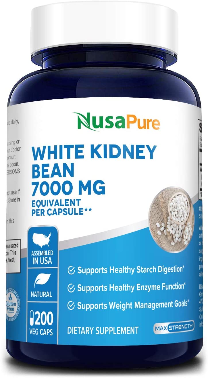 NusaPure White Kidney Beans 7,000 mg,200 Capsules مستخلص الفاصوليا البيضاء 7000 مجم ، لصحة الجهاز الهضمى و لفقدان الوزن ، 200 كبسولة