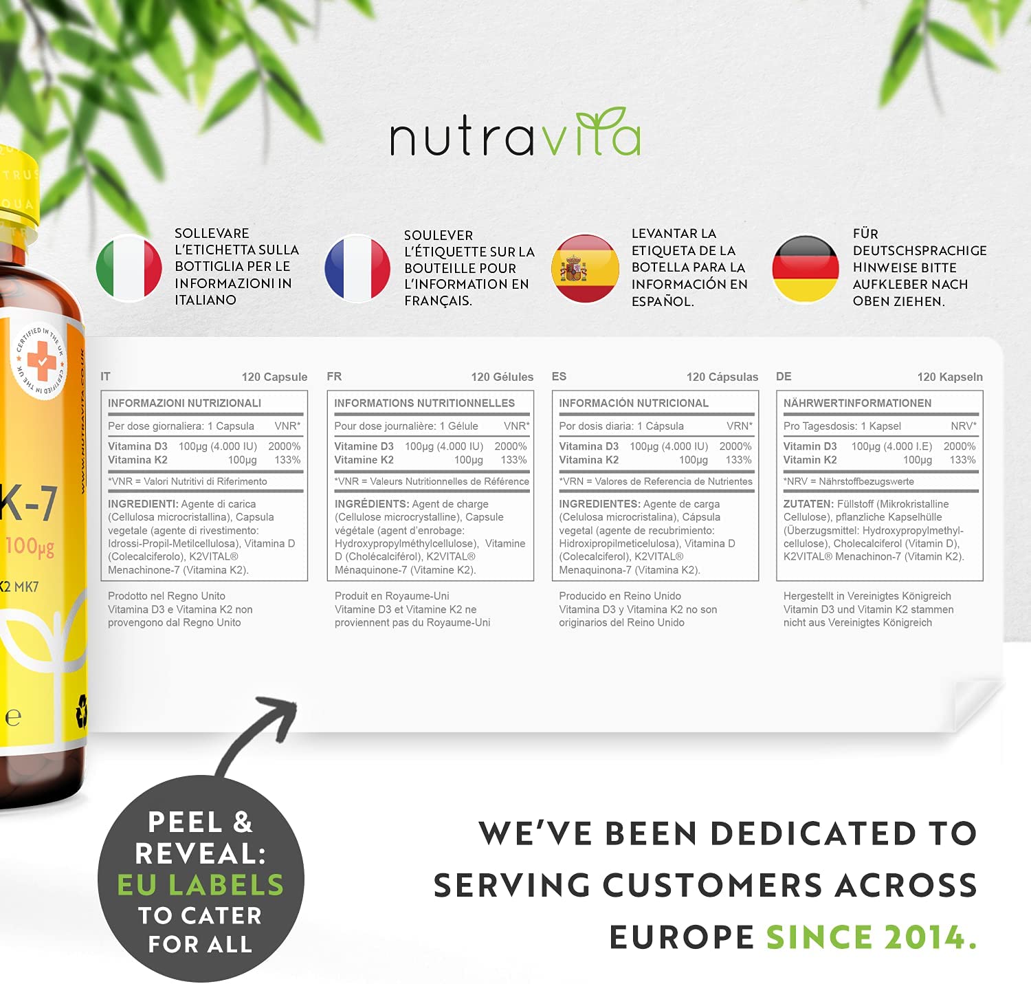 Nutravita Vitamin D3 4000 IU & Vitamin K2 100ug MK7 (K2VITAL®️) - Clinically Proven Ingredients – Max Strength - 120Capsules – Supports Normal Immune System – Cholecalciferol & Menaquinone-7 – Made in The UK - Image 4