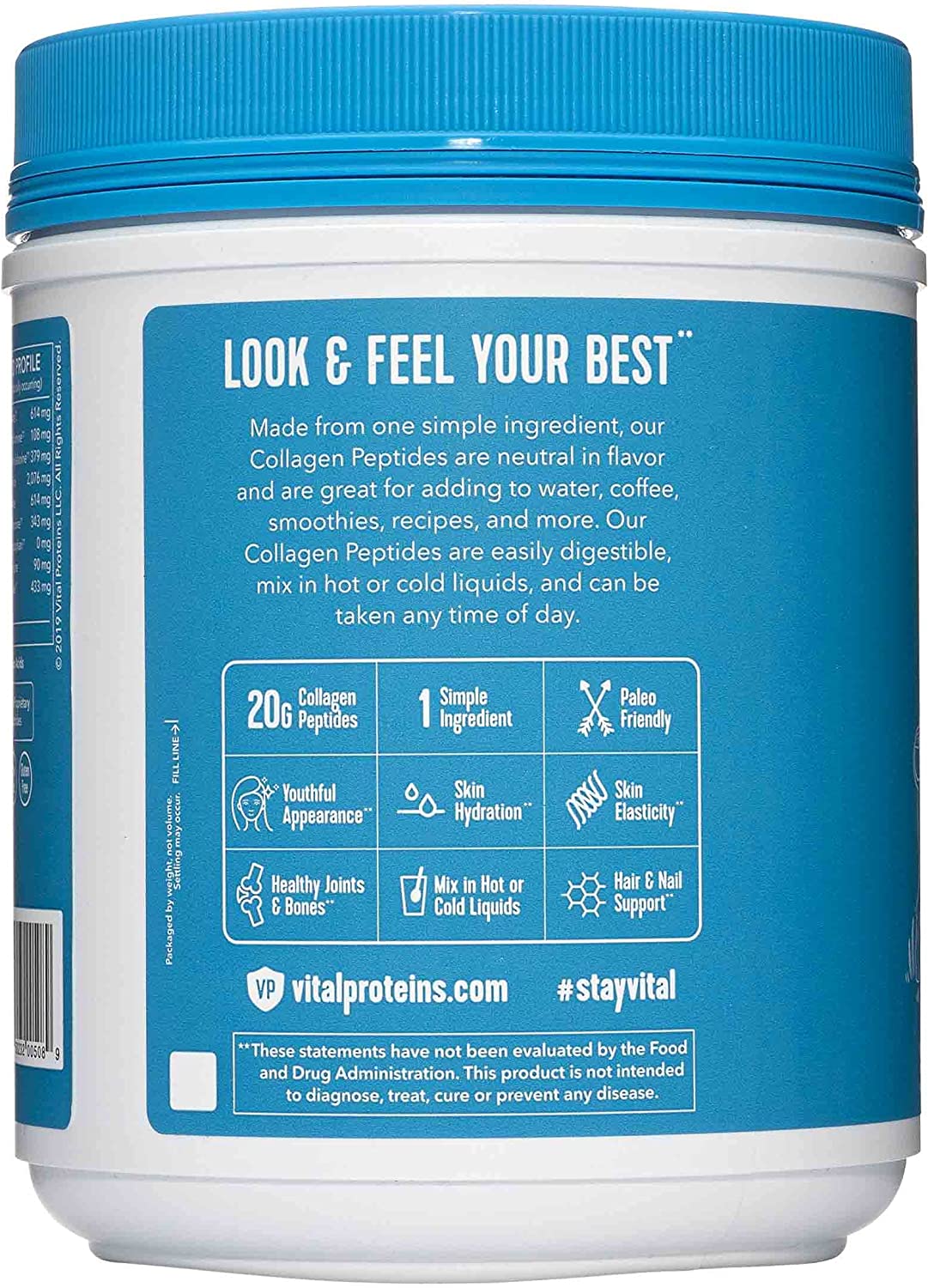 Vital Proteins, Unflavored Collagen Peptides, 20 Ounce - Image 2
