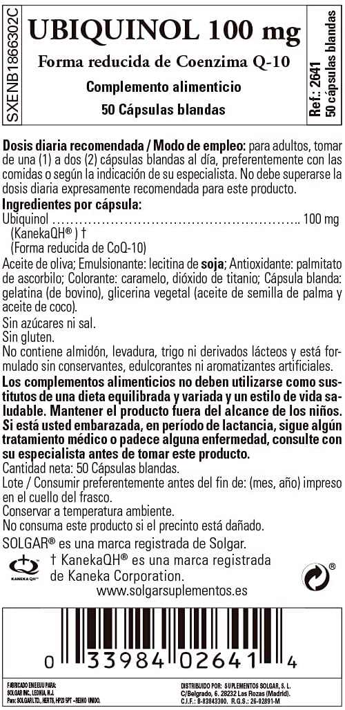 Solgar Ubiquinol 100 mg, Advanced Antioxidant Support - 50 Softgels سولجار يوبيكوينول 100 مجم للكبسولة لتعزيز وظائف القلب والمخ ولصحة الشيخوخة 50 سوفت جيل - Image 2