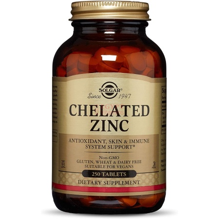Solgar Chelated Zinc, 250 Tablets سولجار كيلاتيد الزنك 22 مجم ، لصحة الجلد ولنمو الخلايا والمادة الوراثية ، و لصحة الجلد والجهاز المناعى ، 250 قرص