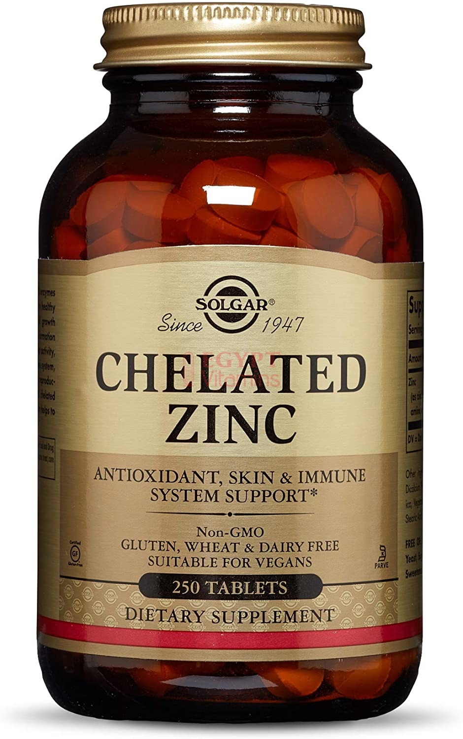 Solgar Chelated Zinc, 250 Tablets سولجار كيلاتيد الزنك 22 مجم ، لصحة الجلد ولنمو الخلايا والمادة الوراثية ، و لصحة الجلد والجهاز المناعى ، 250 قرص