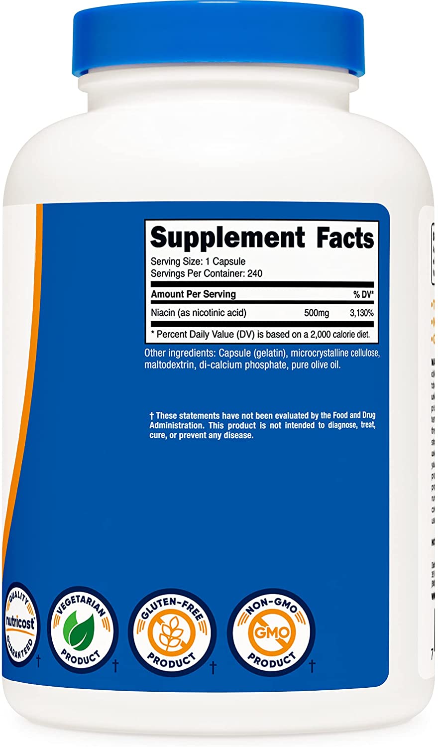 Nutricost Niacin (Vitamin B3) 500mg, 240 Capsules - Image 3