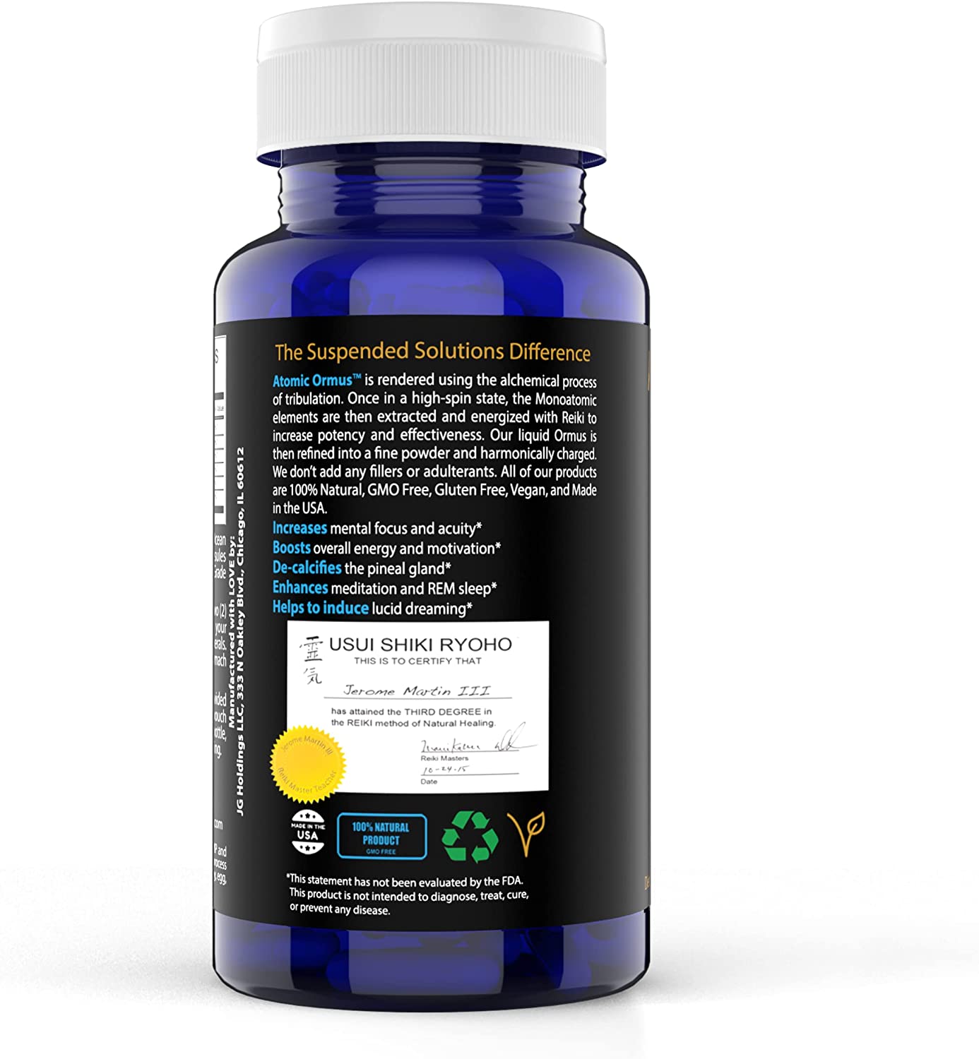Suspended Solutions - Atomic ORMUS - Capsules - MONATOMIC Gold Capsules - 100% Pure ORMUS Powder - 100% Vegan - ormus Gold, monatomic Gold,(30 Capsules) - Image 2