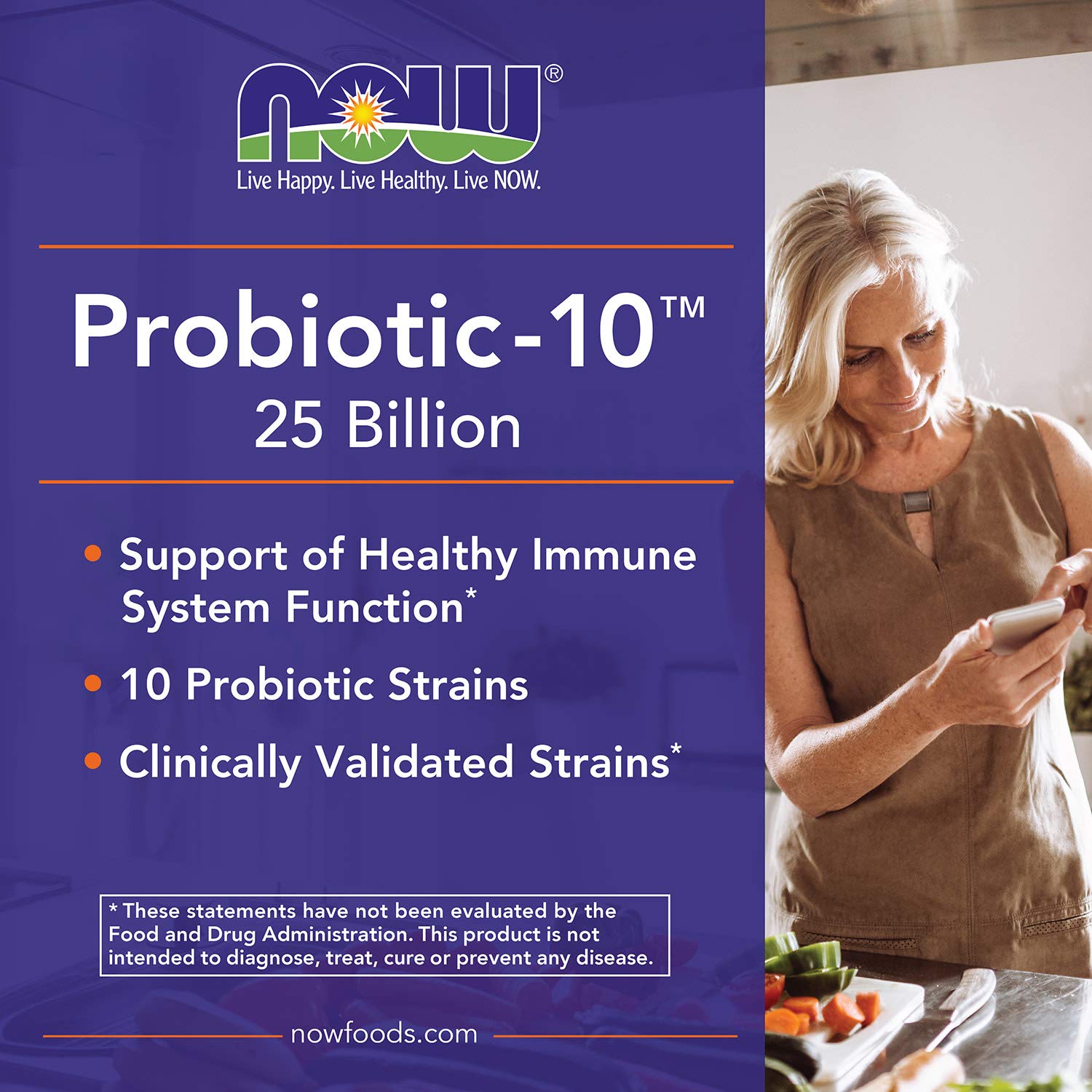 now Probiotic-10, 25 Billion, with 10 Probiotic Strains, Dairy, Soy and Gluten Free, Strain Verified, 100 Veg Capsules ناو ، بروبيوتيك _ 10 ، 25 مليار وحدة دولية ، 100 كبسولة نباتية - Image 7