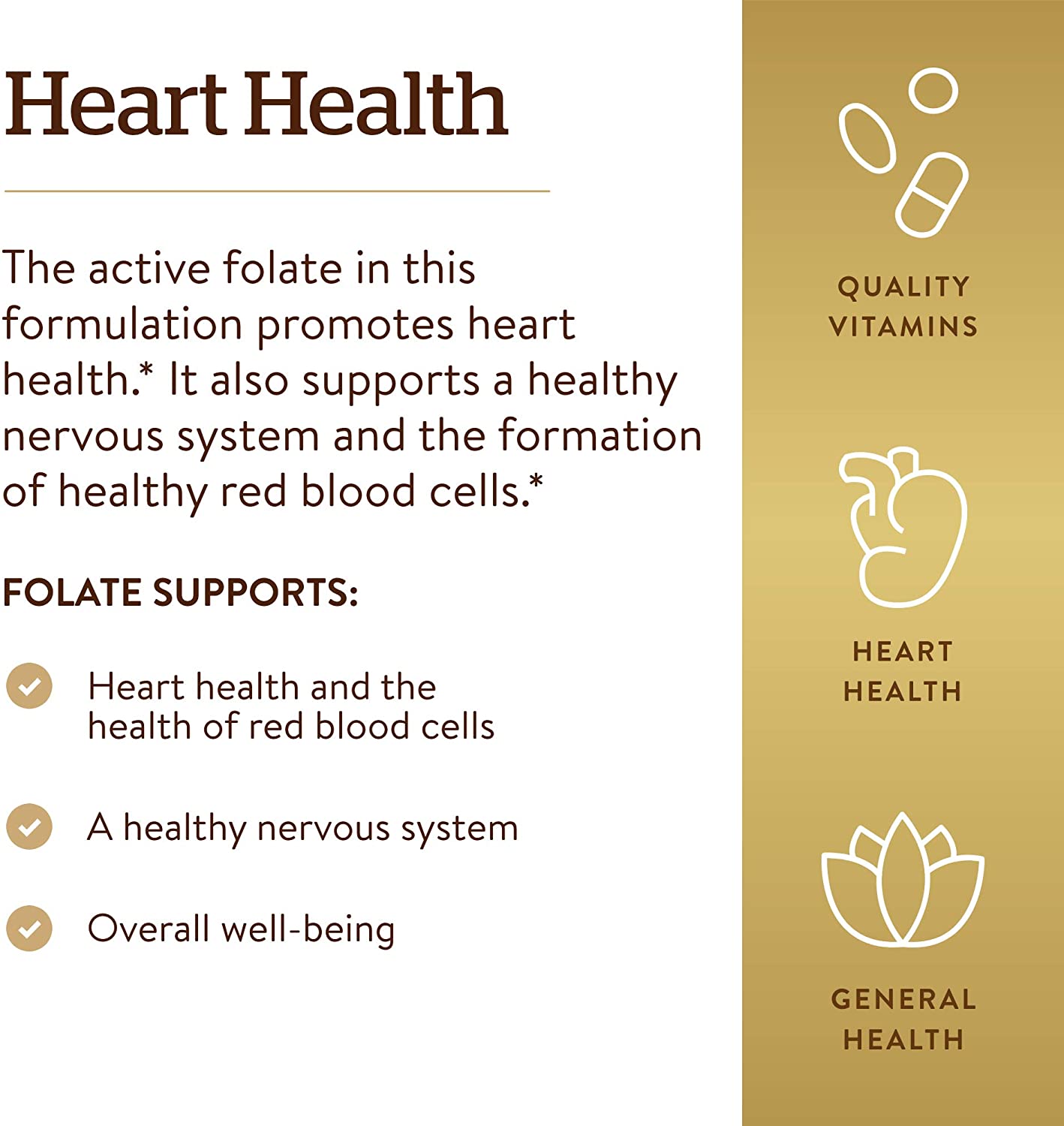 Solgar Folate 1000 mcg, 1000 mcg Bio-active Metafolin - Heart Health -120 Tablets - Image 5