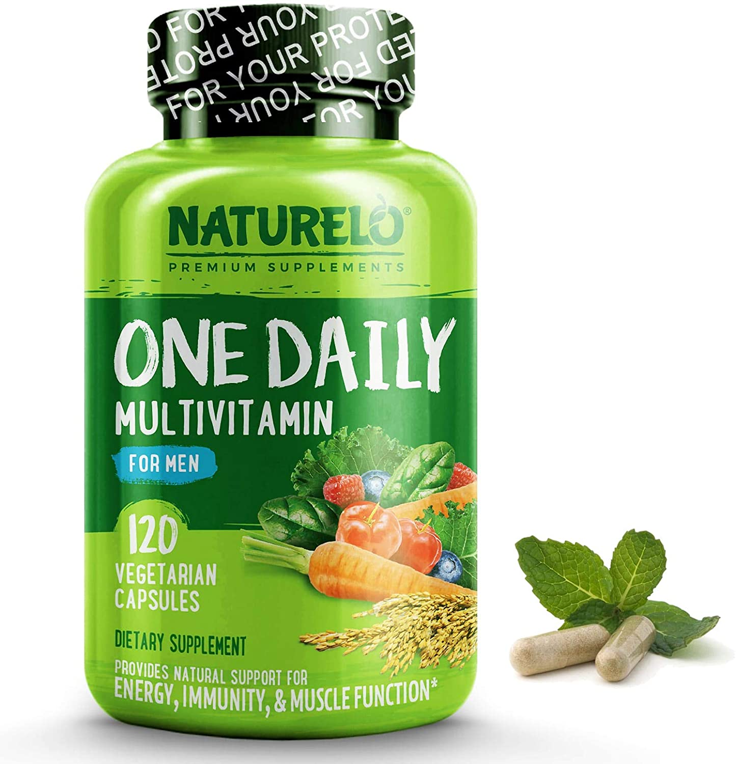 NATURELO One Daily Multivitamin for Men - with Whole Food Vitamins, 120 Capsulesوان ديلى فيتامينات متعددة ، غذاء كامل للرجال ، كل ما يحتاجه الرجل من الفيتامينات والمعادن المتعددة الطبيعية العضوية ، لصحة الجهاز المناعى ، ولصحة وظائف العضلات ، ولزيادة إنتاج الطاقة ، 120 كبسولة
