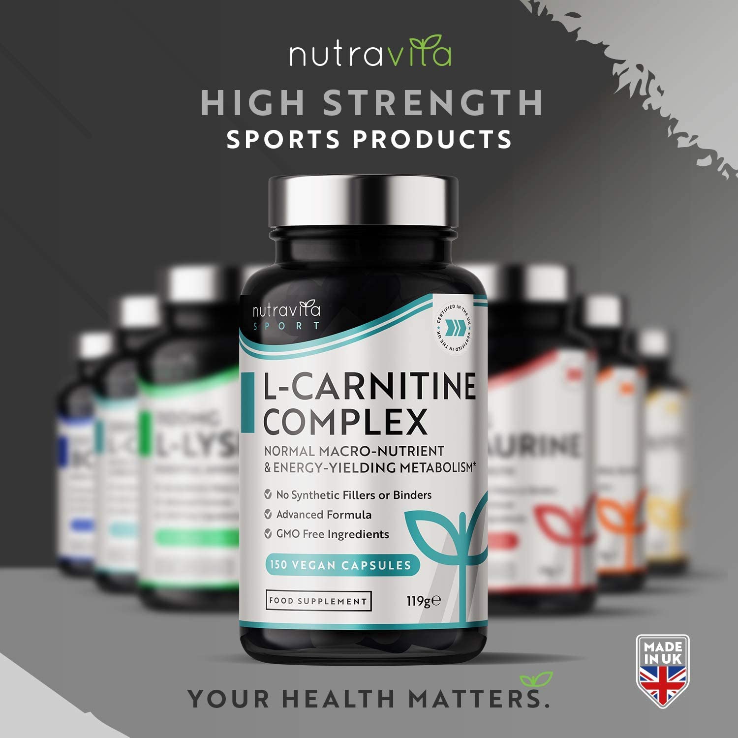 Nutravita L-Carnitine Complex - High Strength Capsules with Added Riboflavin, Biotin, Chromium, Vitamin D, B3 & B6 - Macronutrient & Energy Yielding Metabolism - 150 Vegan Capsules نيوترافيتا ل_الكارنيتين مركب لصحة التمثيل الغذائى وزيادة إنتاج الطاقة ، 150 كبسولة نباتية - Image 3