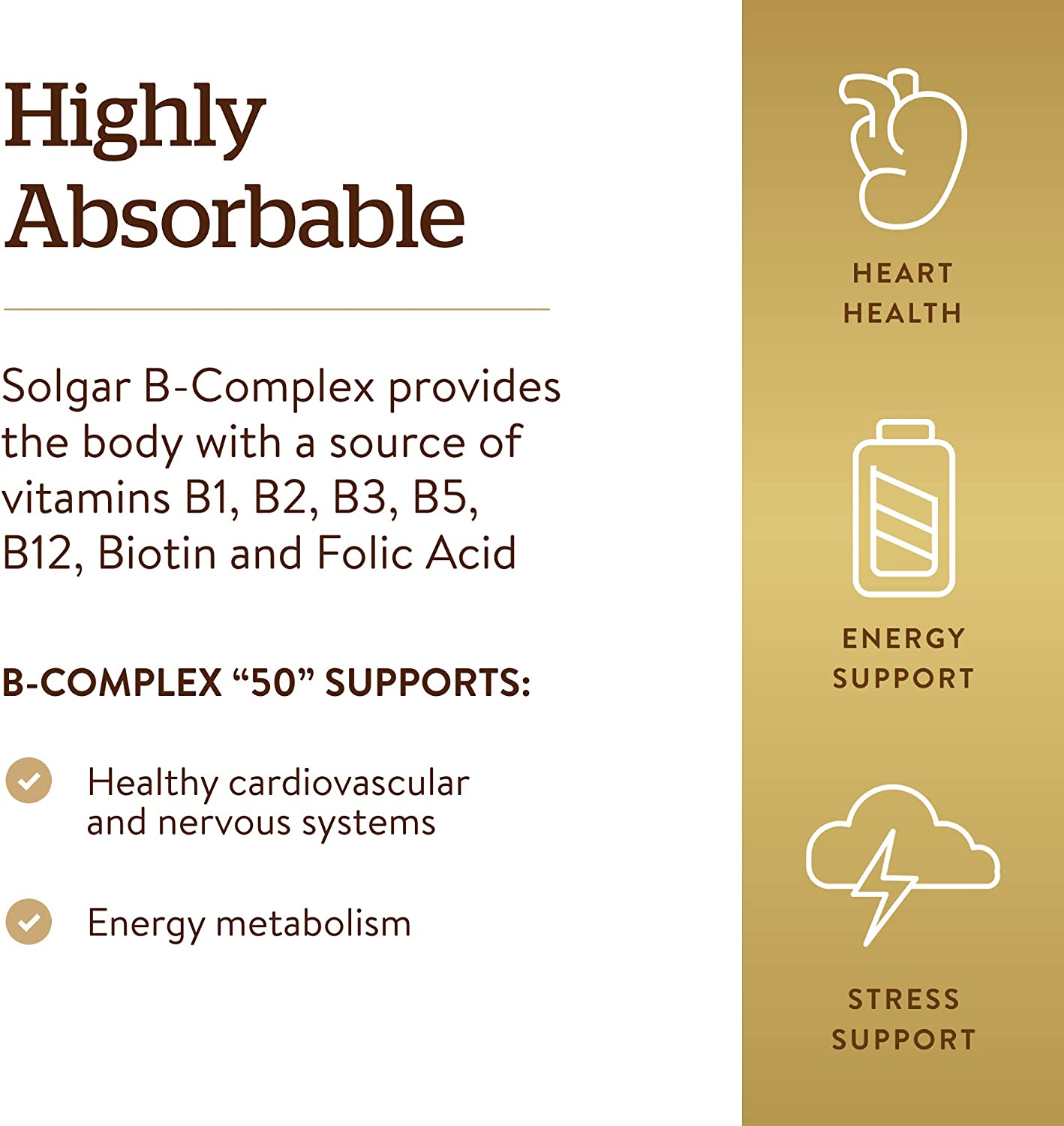 Solgar B-Complex “50”, 250 Vegetable Capsules - Energy Metabolism, Cardiovascular Support, Nervous System Support - Non-GMO, Vegan, Gluten Free, Dairy Free, Kosher, Halal - 250 Servings سولجر فيتامينات ب مركب" 50" النباتى الطبيعى ، 250 كبسولة نباتية _ لزيادة إنتاج الطاقة من التمثيل الغذائى ، لدعم القلب والأوعية الدموية لصحة الجهاز العصبى - Image 2