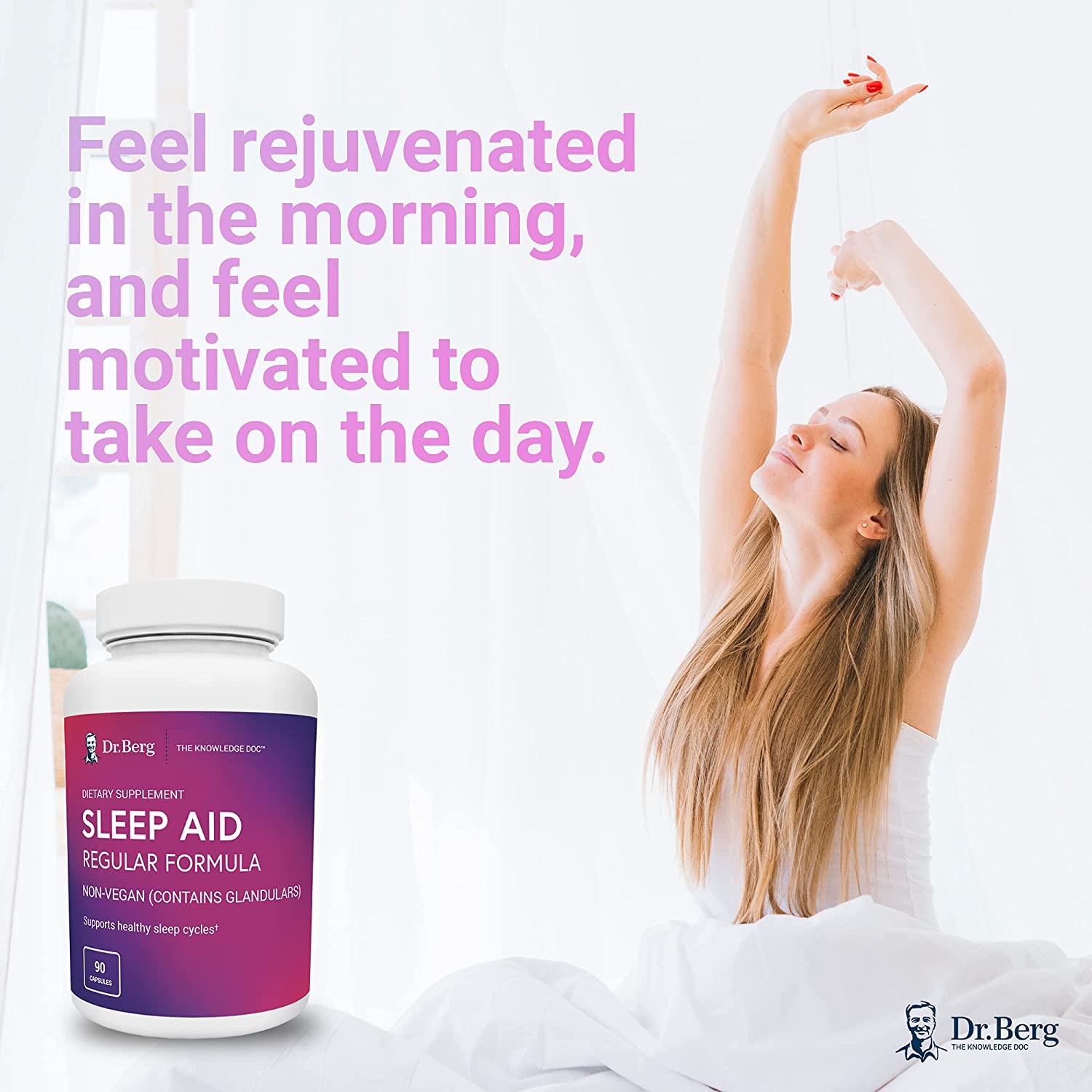 Dr. Berg's Sleep Aid, support regular sleep, 90 Capsules<BR/> دكتور بيرج ، مساعد النوم،مكونات طبيعية، 90 كبسولة - Image 2