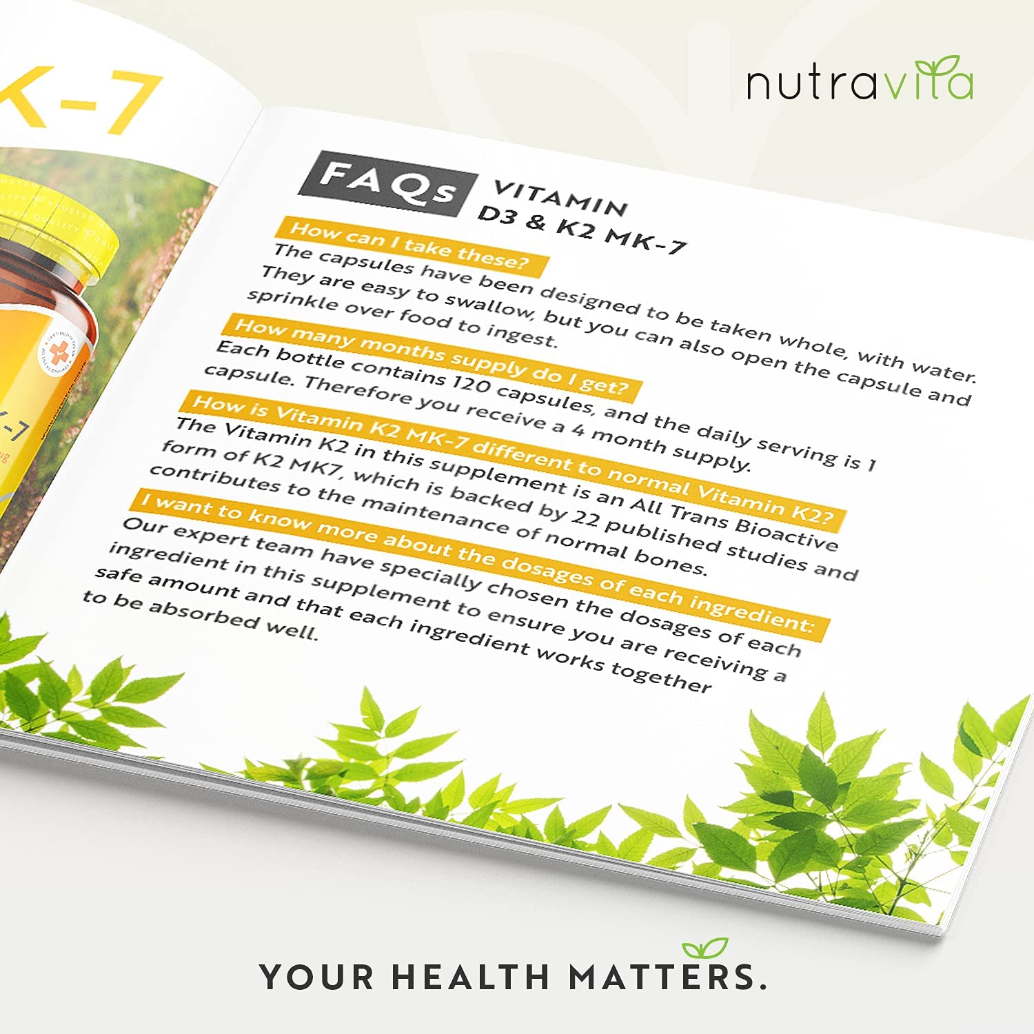 Nutravita Vitamin D3 4000 IU & Vitamin K2 100ug MK7 (K2VITAL®️) - Clinically Proven Ingredients – Max Strength - 120Capsules – Supports Normal Immune System – Cholecalciferol & Menaquinone-7 – Made in The UK - Image 7