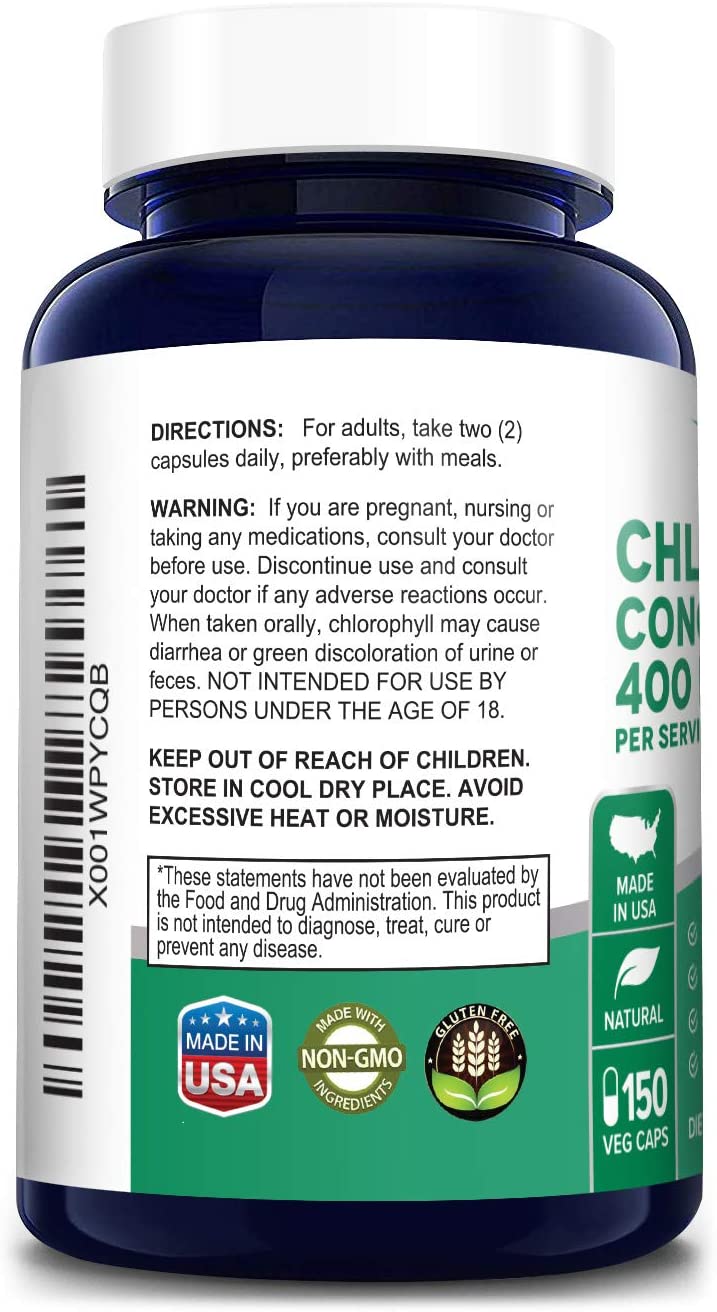 Nusapure Chlorophyll Concentrate 400 mg, Assists Detoxification & Provides Intestinal, Digestive Support,150 Capsules كلوروفيل المركز 400 مجم للجرعة ، لصحة الجهاز المناعى والجهاز الهضمى و لصحة الجلد ، 150 كبسولة - Image 5