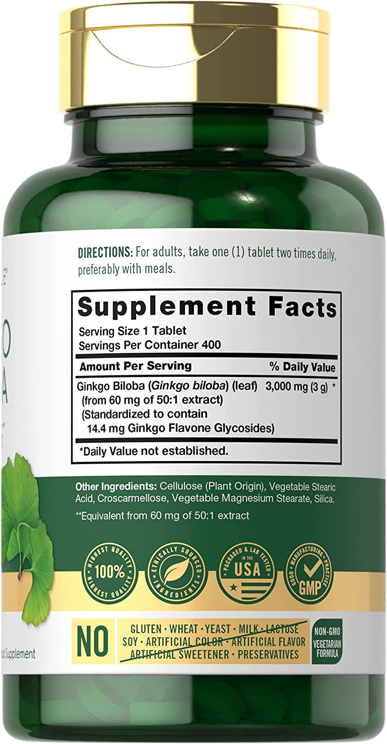 Carlyle Ginkgo Biloba 3000mg | 400 Tablets <br/>خلاصة الجنكو بيلوبا تركيز 3000 مجم ،400 قرص - Image 2