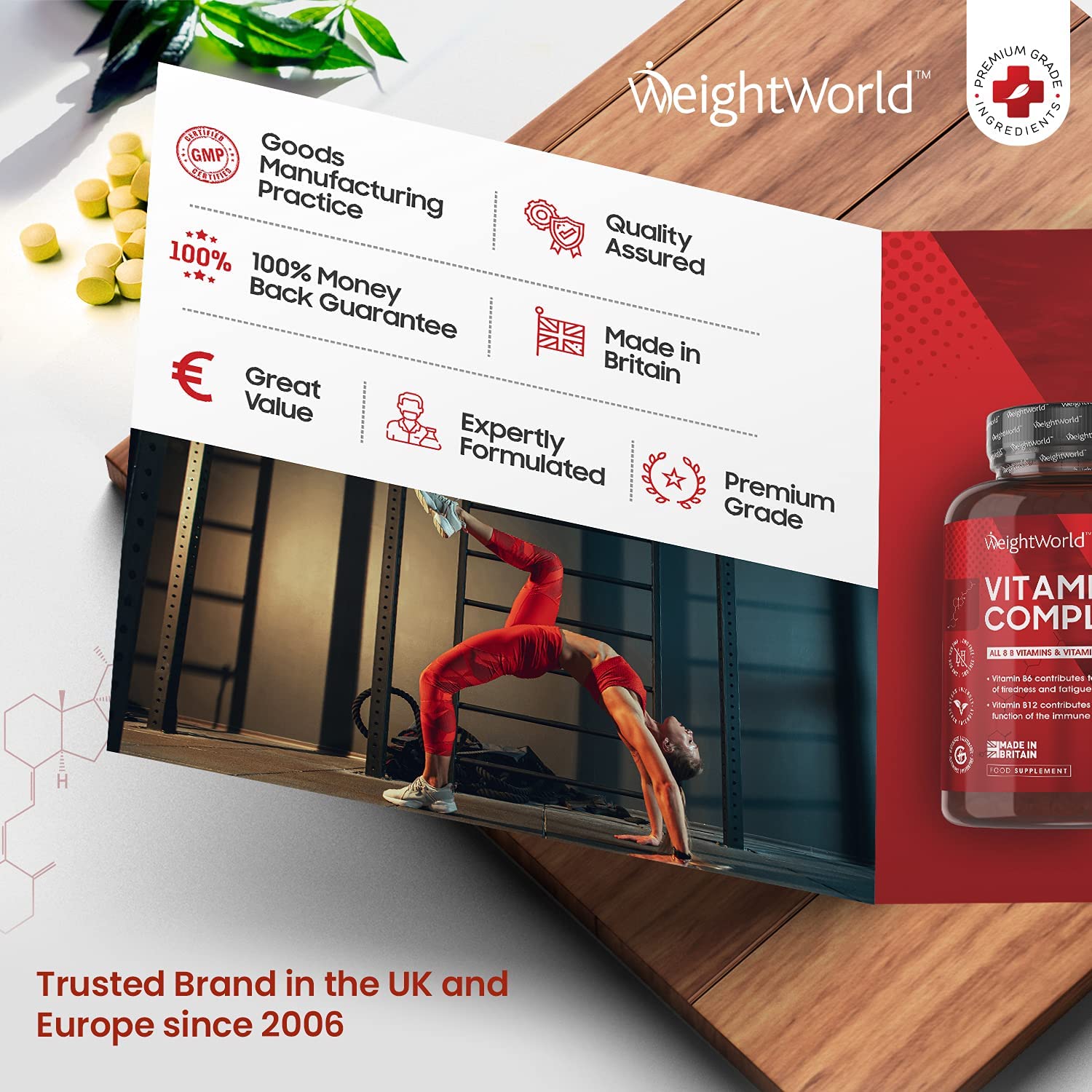 Weightworld Vitamin B Complex High Strength - 365 Vegan Multivitamin Tablets, 8 B Vitamins in 1 - Vitamin B12 , B1, B2, B3, B5, B6, Folic Acid, Biotin & Vitamin C - Gluten Free B Vitamin Complex, Made in UK - Image 3