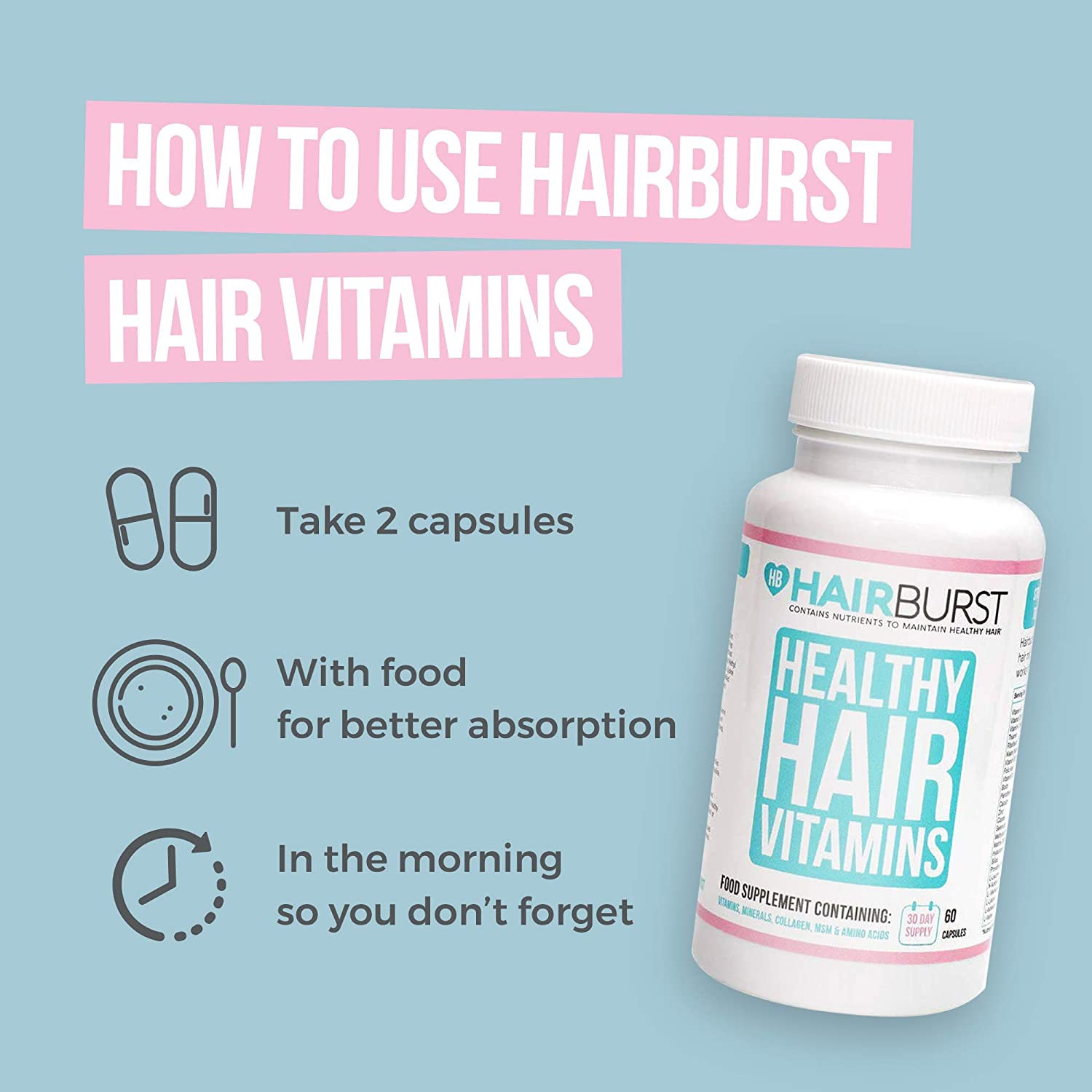 Hair Burst Biotin Hair Growth Vitamins | 60 Capsules - Image 4