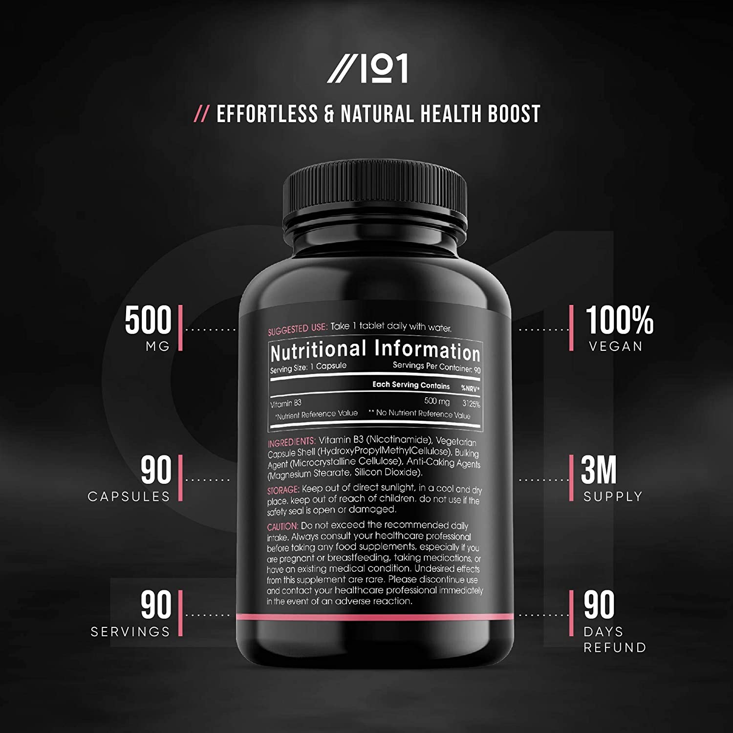 ALPHA01 Vegan Vitamin B3 500mg |90 Vegan Caps - Image 9