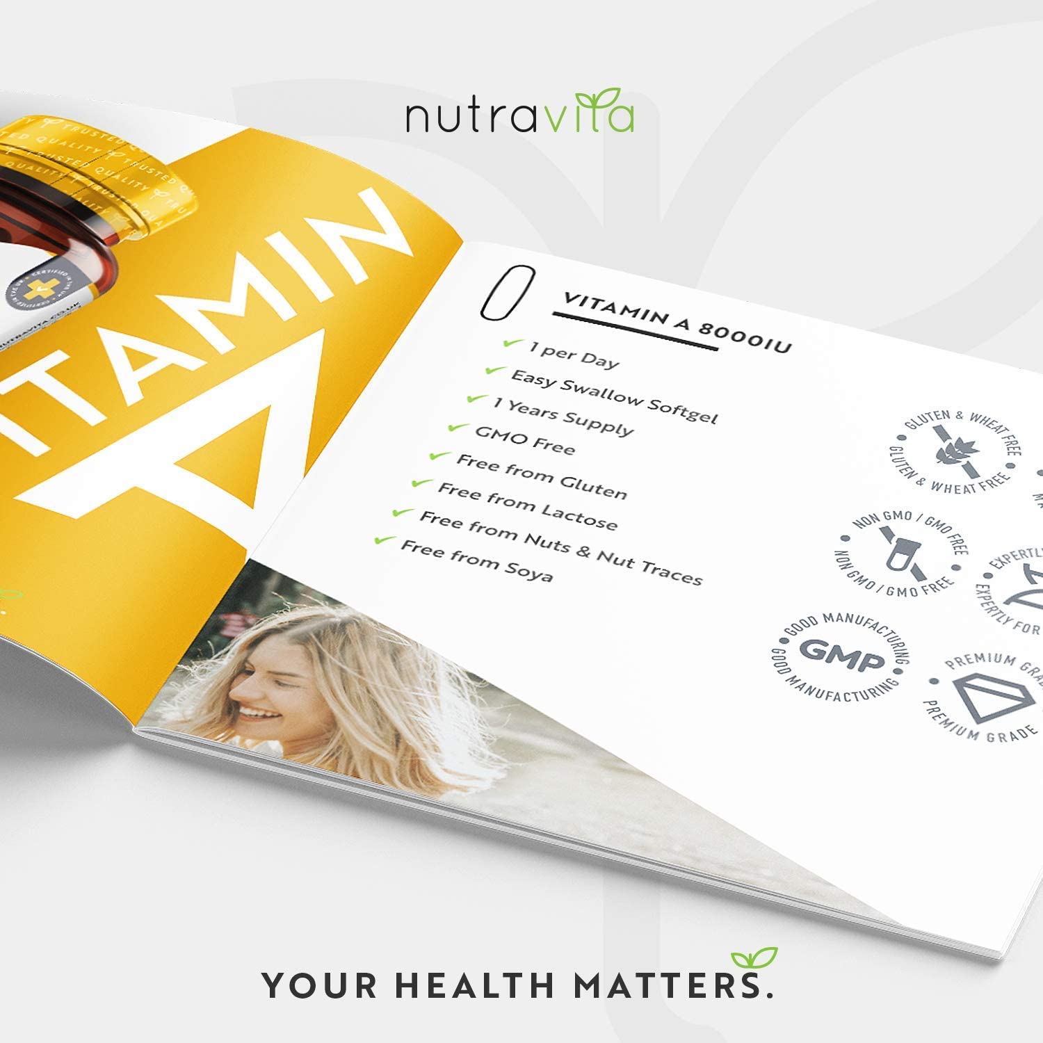 Nutravita Vitamin A 8000IU – Maintenance of The Immune System, Normal Vision and Skin – 2400 μg of Vitamin A per Softgel Capsule – 365 Softgel Capsules نيوترافيتا فيتامين ا 8000 وحده دوليه ، لصحة الجهاز المناعى والرؤية والجلد، 365 كبسولة - Image 7