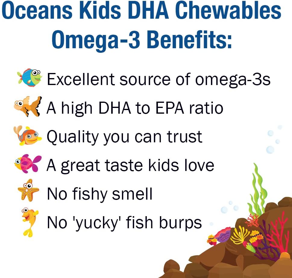 Garden of Life Fish Oil Omega 3 for Kids - Oceans Kids DHA Cod Liver Oil Chewable Softgels - Berry Lime, 120mg, EPA, Vitamin A, D3 - Sugar Free Fish Oil Supplement, Multi, 120 Count - Image 8