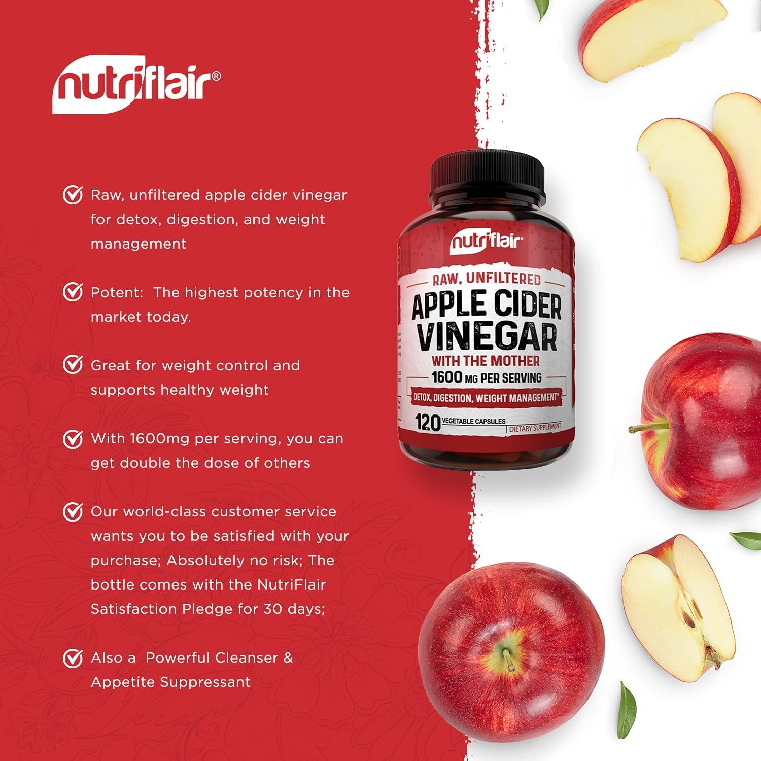 Apple Cider Vinegar Capsules with The Mother - 120 Vegan ACV Pills - Best Supplement for Healthy Weight Loss, Diet, Keto, Digestion, Detox, Immune - Powerful Cleanser & Appetite Suppressant Non-GMO - Image 5