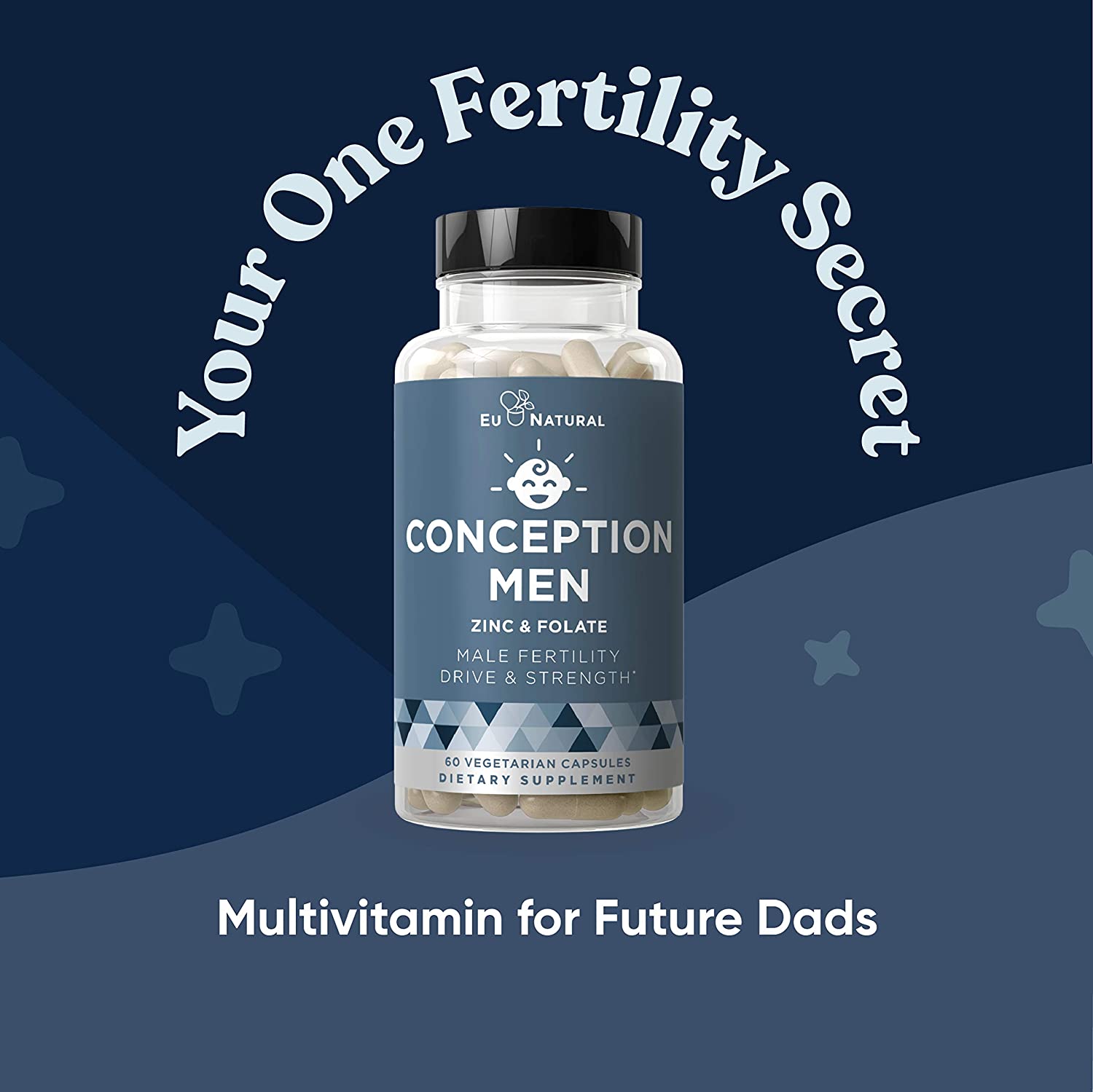 Eu Natural Conception Men Fertility Vitamins – Male Optimal Count, Motility Strength, Healthy Volume Production – Zinc, Folate, Ashwagandha Pills – 60 Vegetarian Soft Capsules فيتامينات الخصوبة للرجال ، مع الزنك وحمض الفوليك والأشواجندا ، لزيادة الخصوبة ، و تحسين الصحة الإنجابية ، 60 كبسولة نباتية - Image 5