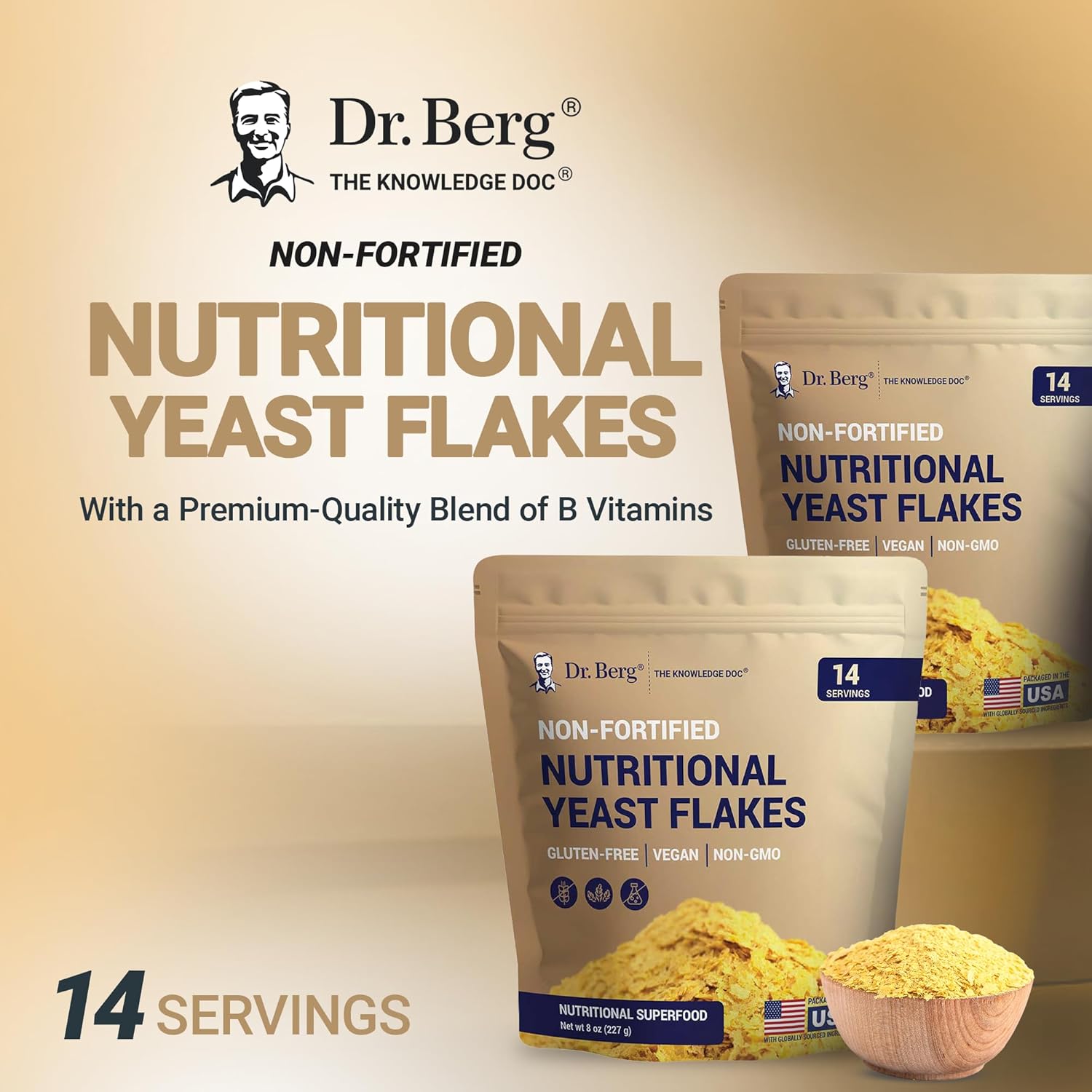 Dr. Berg Premium Nutritional Yeast Flakes | Non-Fortified Natural B Vitamins | 227 gm - Image 3