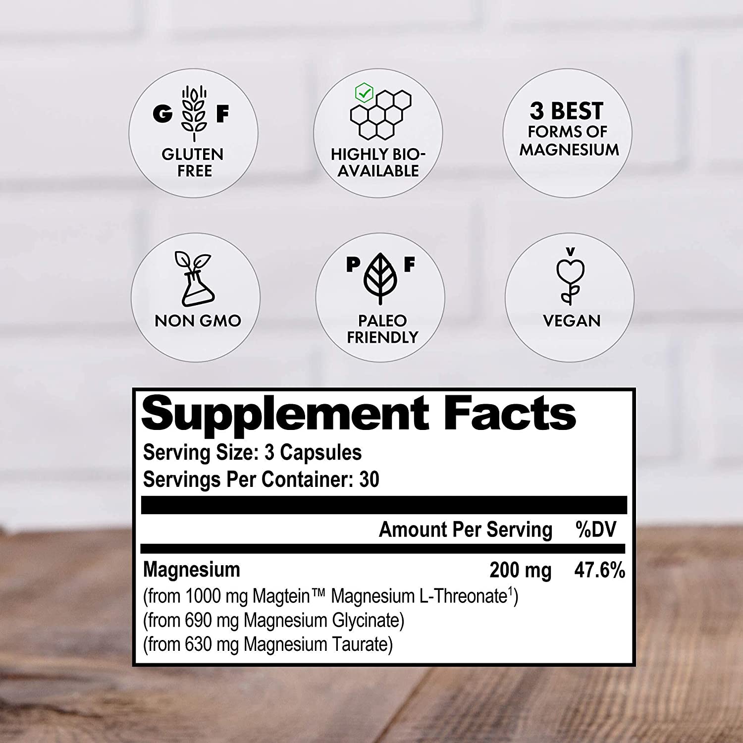 Natural Stacks MagTech Magnesium Supplement 90 ct. - High Quality Triple Blended 100% Chelated Magnesium Complex - L-Threonate (Magtein) for Memory & Focus - Glycinate for Sleep & Relaxation - Taurate for Muscle Cramps & Recovery خليط من أنواع الماغنيسيوم لصحة المخ ولدعم صحة النوم 90 كبسولة نباتية - Image 5